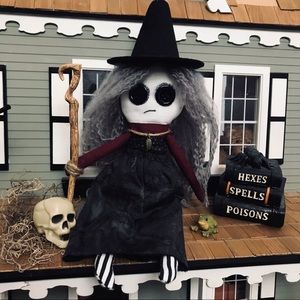 Spooky witch handmade goth art doll